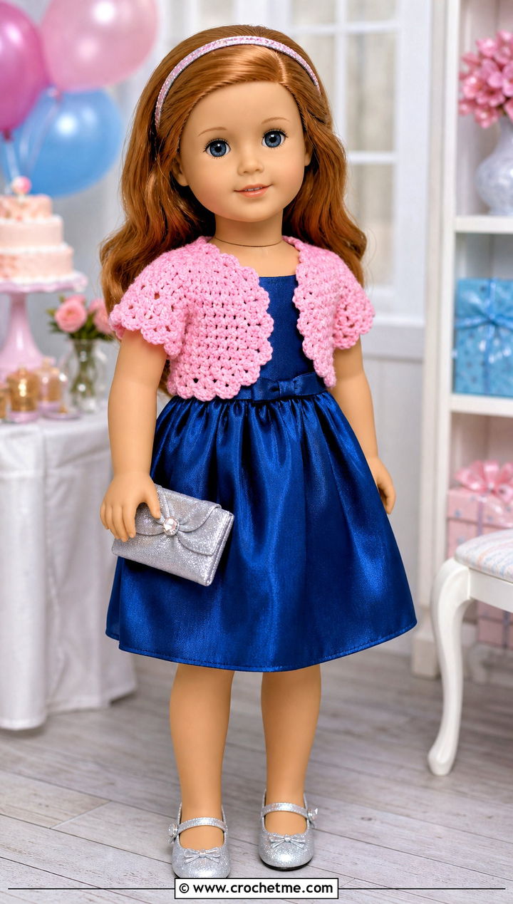 Crochet Toy Bolero With Satin Party Dress - 25 Crochet Toy Clothes and outfit ideas