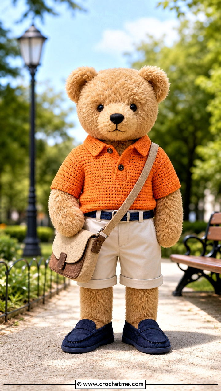 Crochet Toy Polo Shirt With Chino Shorts - 25 Crochet Toy Clothes and outfit ideas