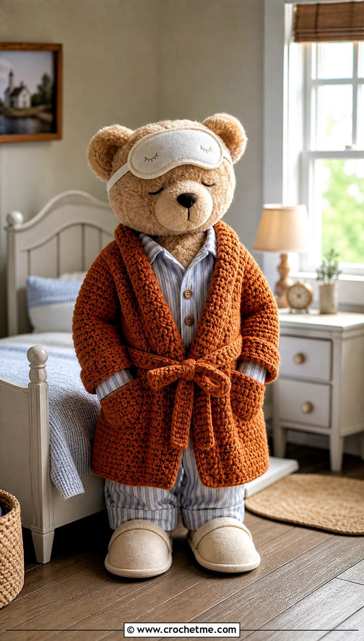 Crochet Toy Robe With Cotton Pajamas - 25 Crochet Toy Clothes and outfit ideas