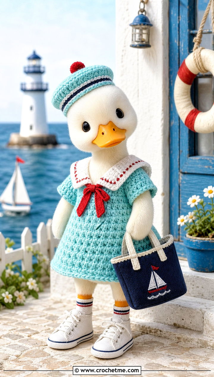 Crochet Toy Sailor Dress With Canvas Shoes - 25 Crochet Toy Clothes and outfit ideas