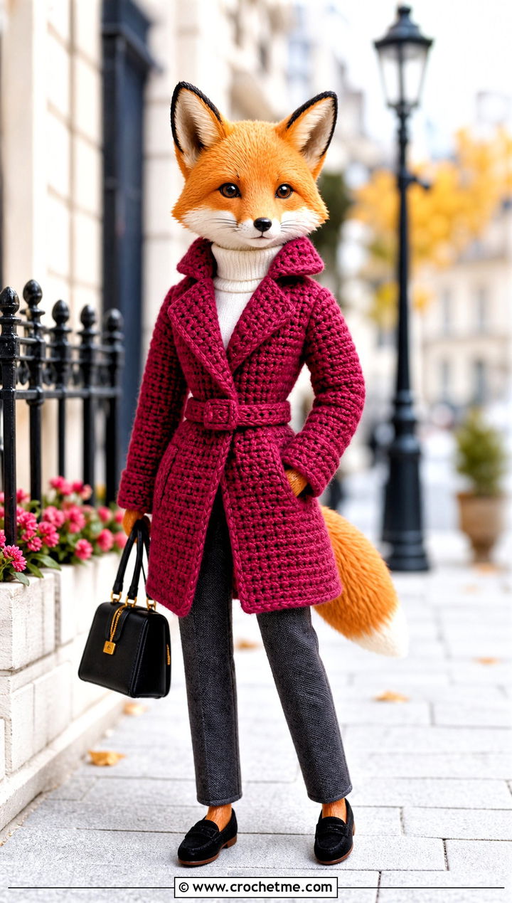 Crochet Toy Trench Coat With Turtleneck And Trousers - 25 Crochet Toy Clothes and outfit ideas