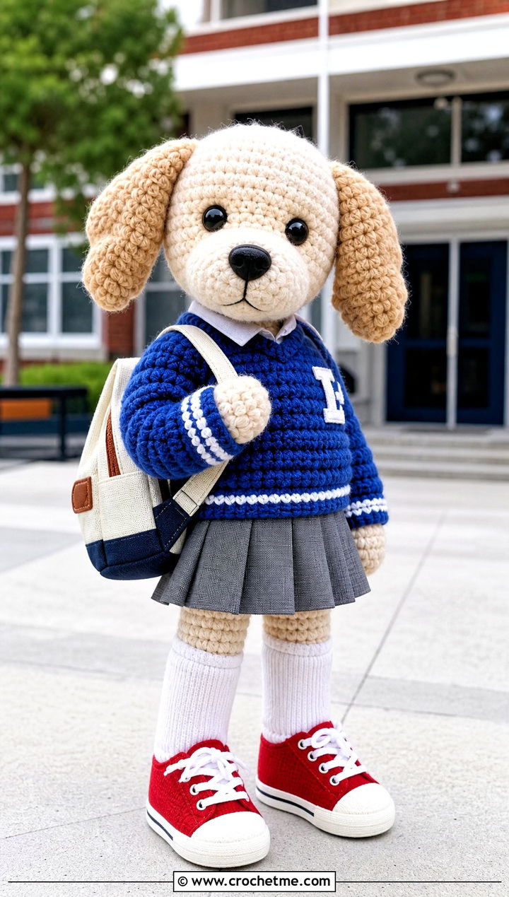 Crochet Toy Varsity Sweater With Pleated Skirt - 25 Crochet Toy Clothes and outfit ideas