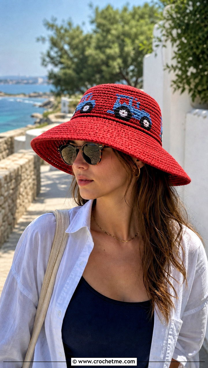 Crochet Tractor Sun Hat With Shirt And Shorts - 20 Crochet Tractor Hat outfit ideas