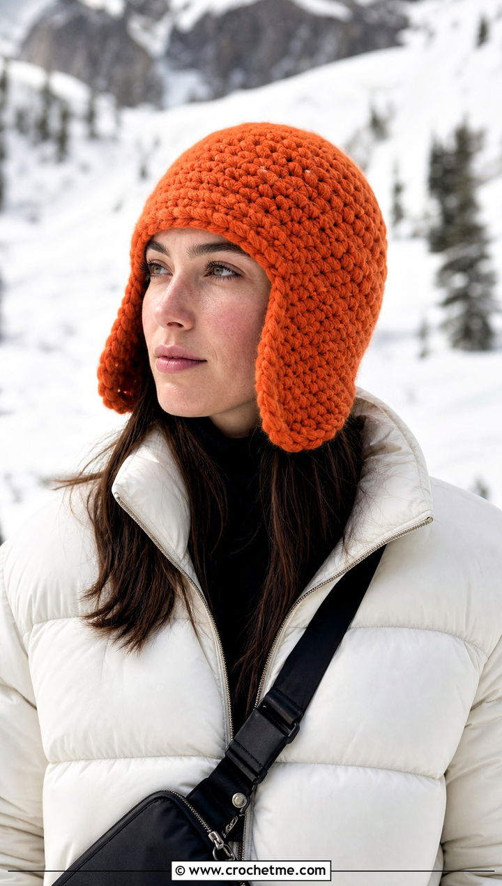 Crochet Trapper Earflap Hat With Puffer Jacket - 15 Crochet Hat With Earflaps outfit ideas