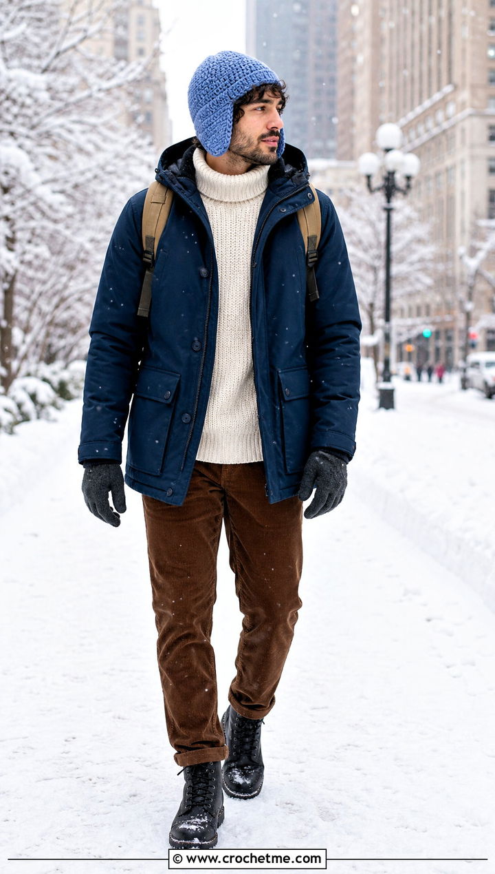 Crochet Trapper Hat With Parka - 35 crochet hat for man outfit ideas