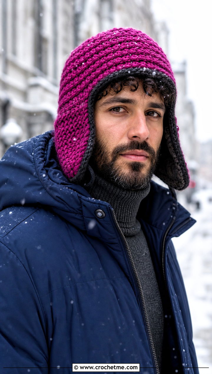 Crochet Trapper Hat With Parka - 15 Crochet Mens Hats outfit ideas