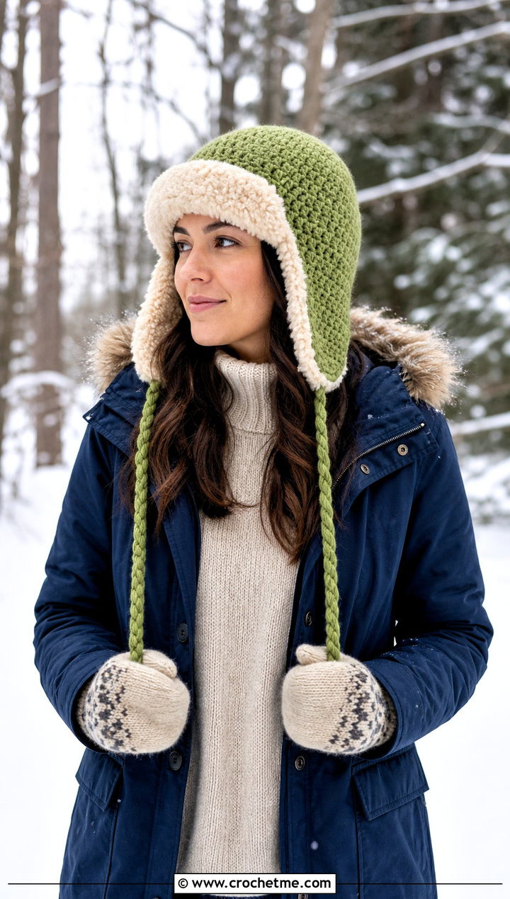 Crochet Trapper Hat With Parka - 15 diy crochet winter hat outfit ideas