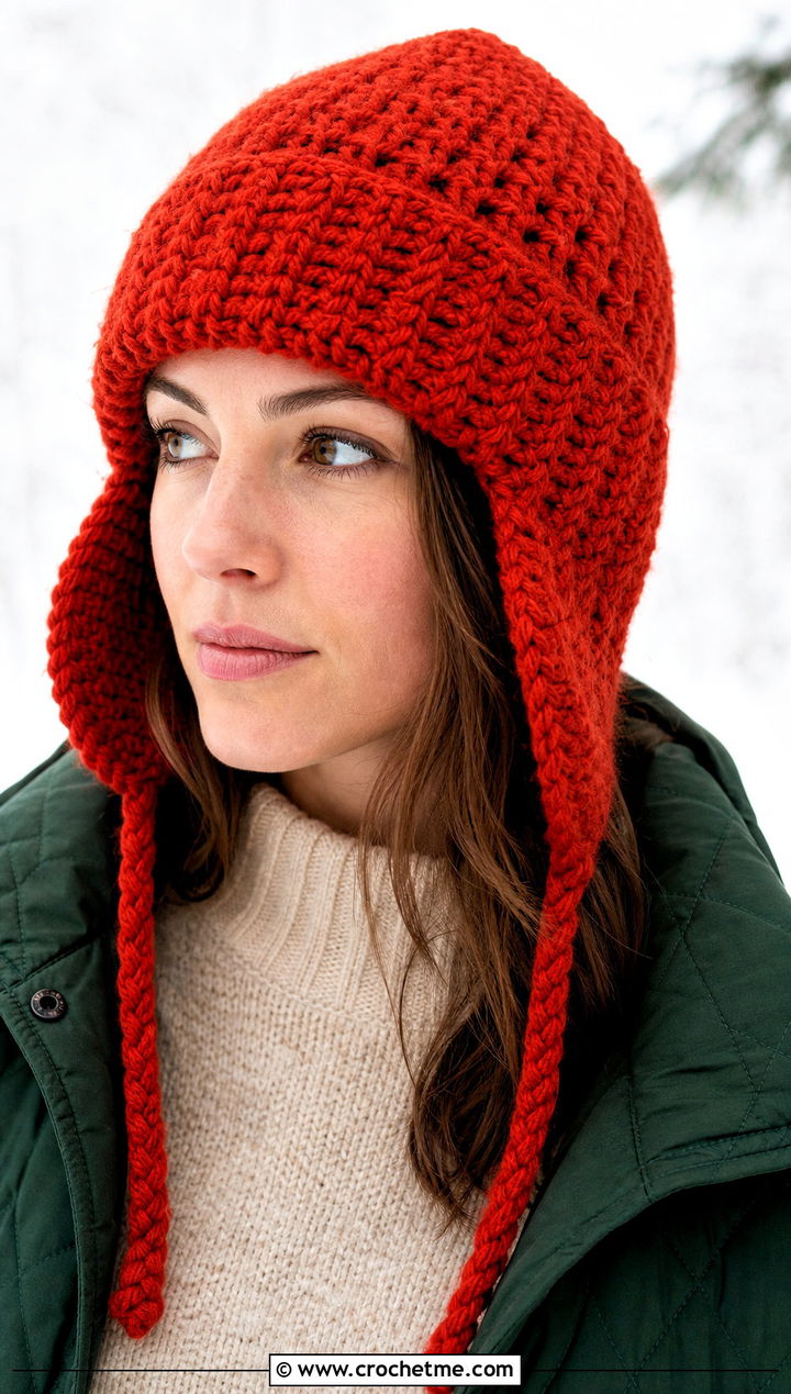 Crochet Trapper Hat With Quilted Coat Outfit - 20 Easy Crochet Womens Hat outfit ideas