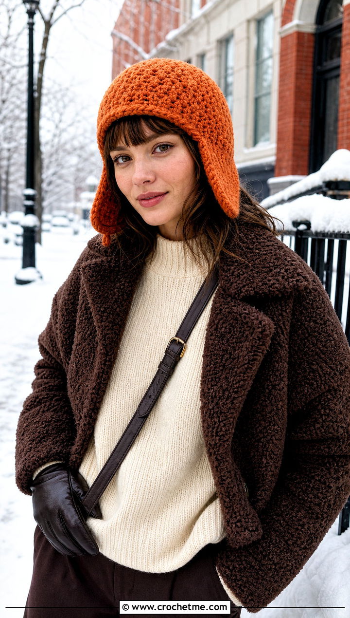 Crochet Trapper Hat With Sherpa Coat - 25 Easy Crochet Hats For Beginners outfit ideas