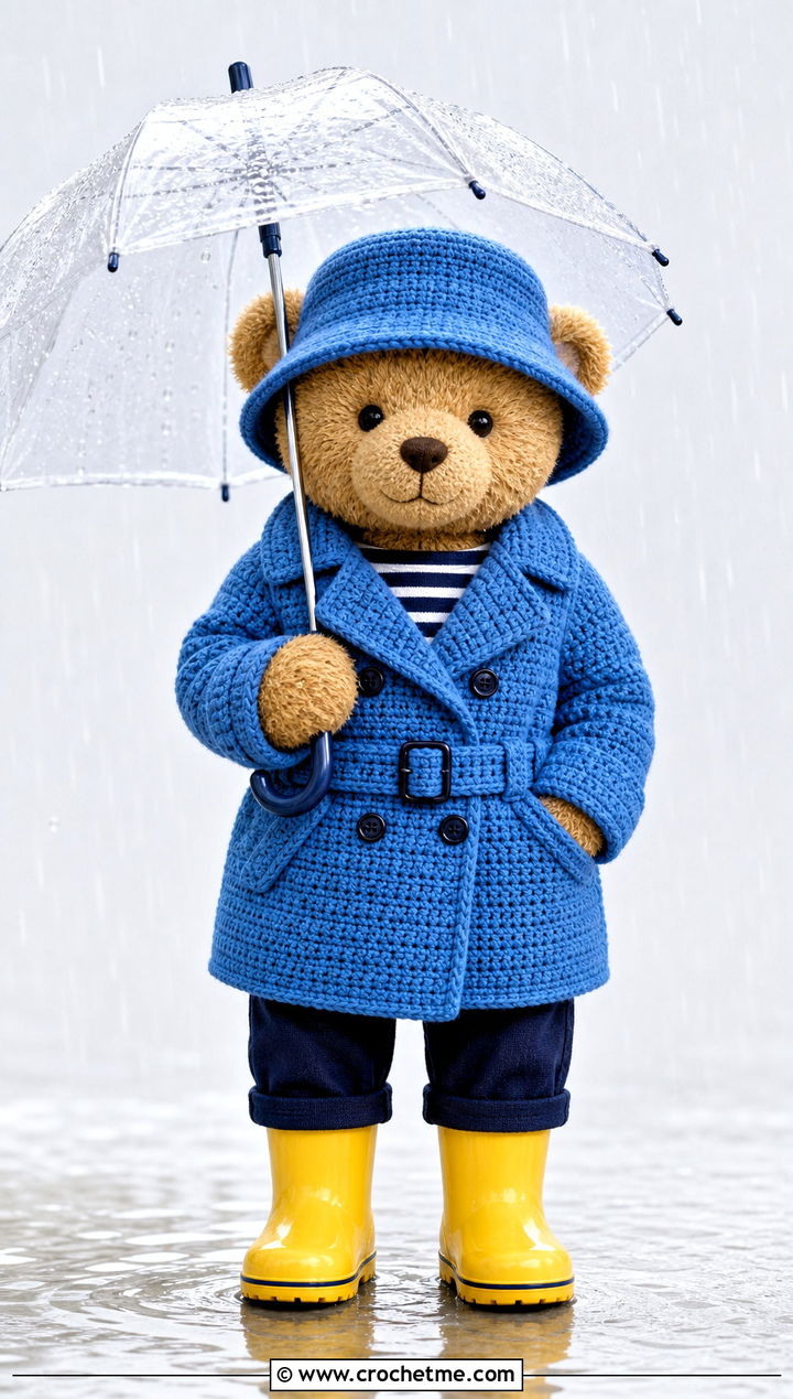 Crochet Trench Coat With Rain Boots - 35 crochet teddy clothes and outfit ideas