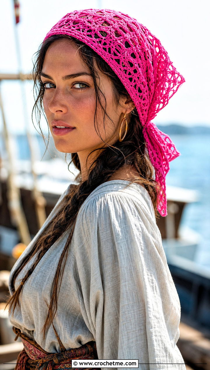Crochet Triangle Headscarf Pirate Costume With Linen Separates - 30 crochet pirate costume outfit ideas