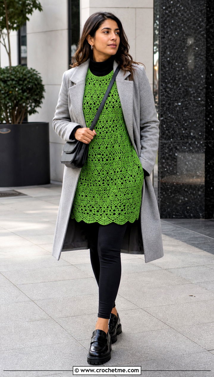 Crochet Tunic Dress With Leggings - 30 crochet for dresses outfit ideas