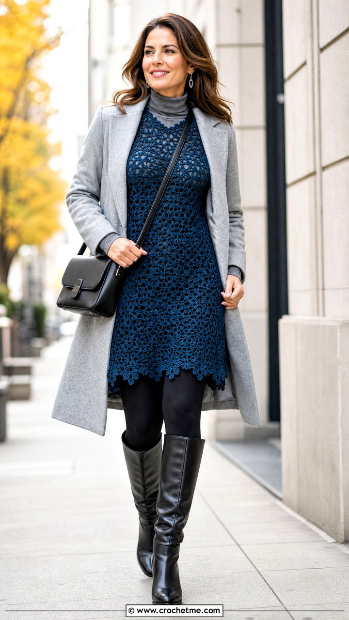 Crochet Tunic Top With Leggings And Boots - 35 crochet top outfits ideas