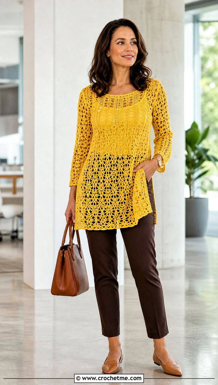 Crochet Tunic With Cigarette Pants - 25 Cute Things To Crochet Clothes and outfit ideas