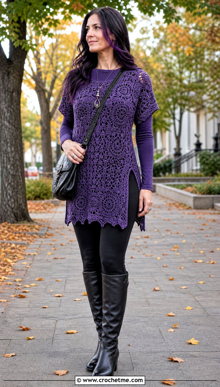 Crochet Tunic With Leggings And Riding Boots - 25 crochet witchy clothes and outfit ideas
