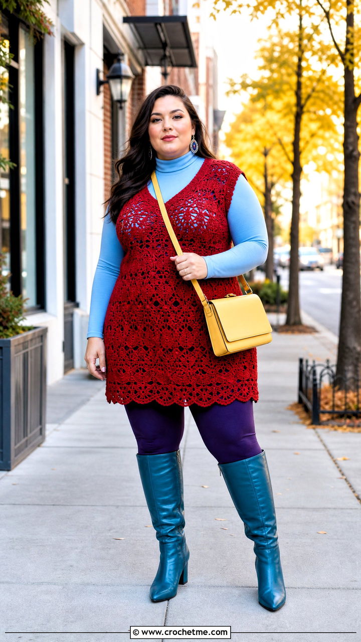 Crochet Tunic With Leggings And Riding Boots - 35 crochet clothing and accessories ideas