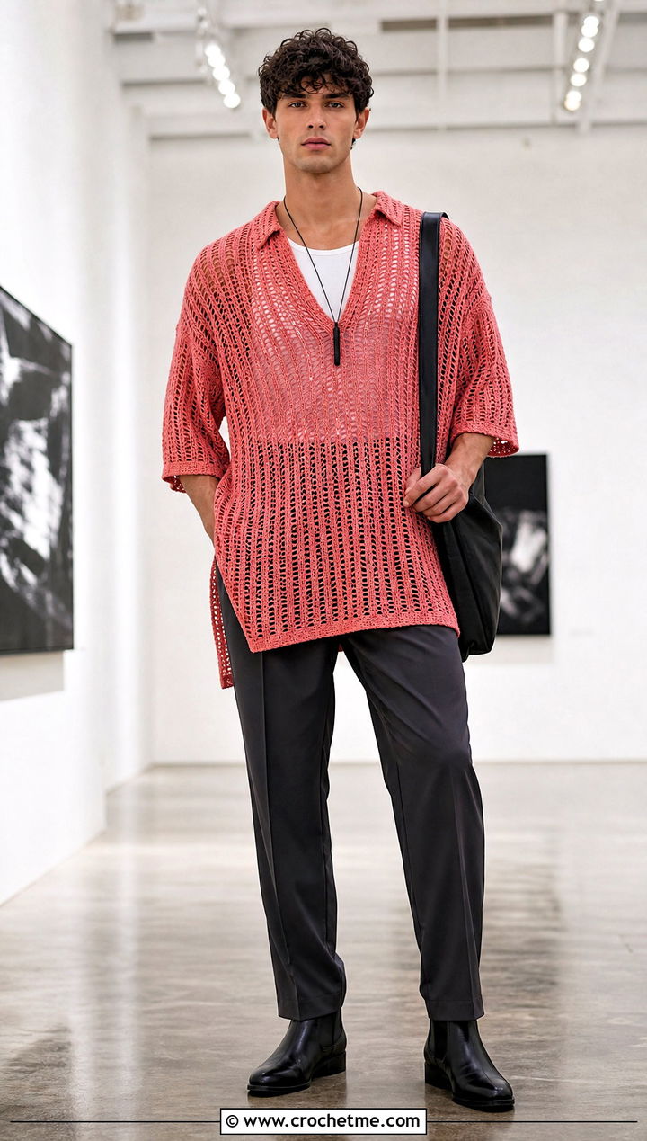 Crochet Tunic With Slim Trousers - 25 Crochet Guys Clothes and outfit ideas