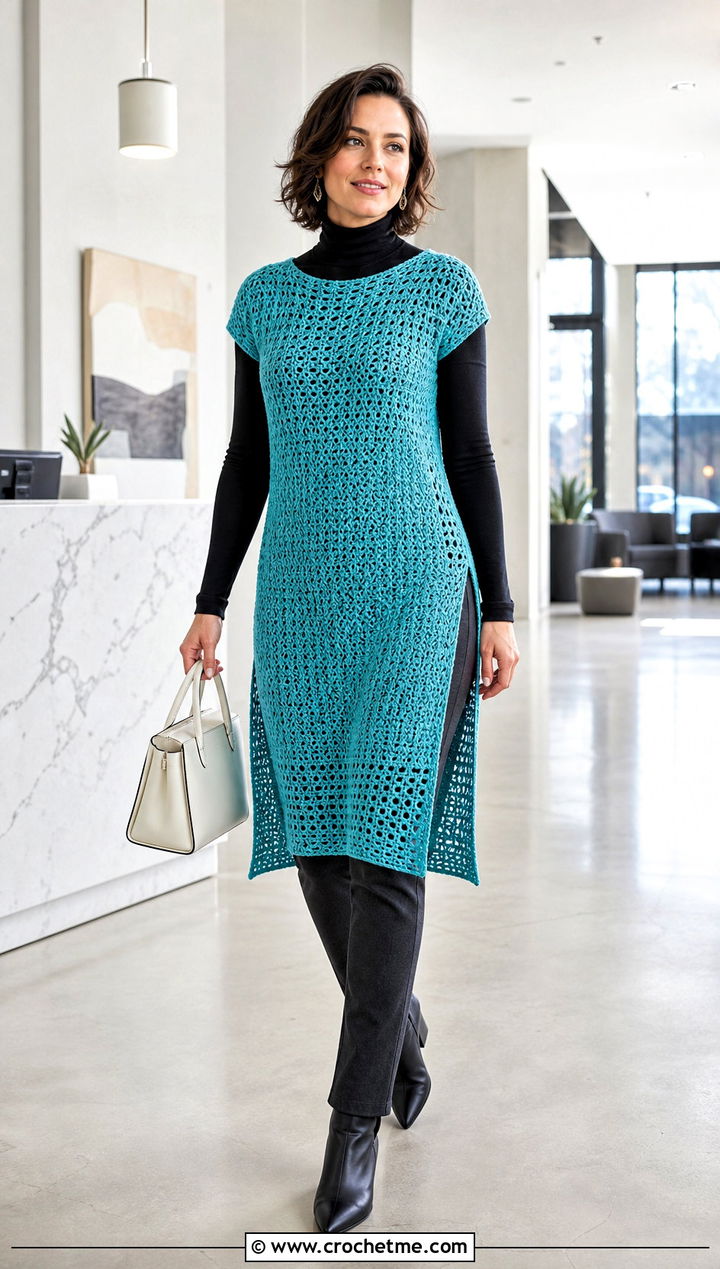Crochet Tunic With Straight Leg Pants - 30 winter crochet clothes ideas