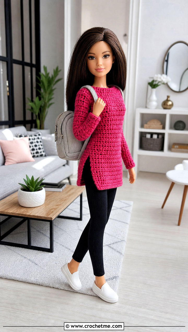 Crochet Tunic With Stretch Leggings - 25 Crochet Small Doll Clothes and outfit ideas