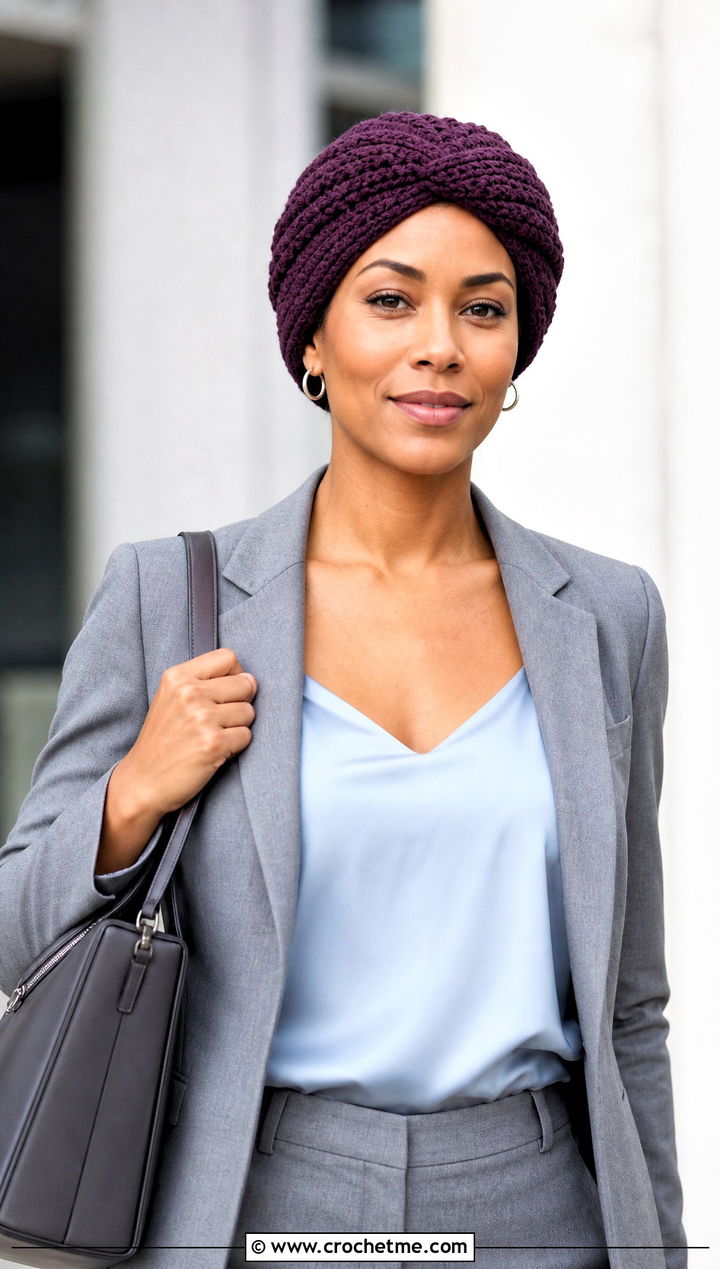 Crochet Turban Beret With A Pantsuit - 20 1930s crochet hat outfit ideas