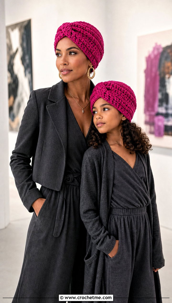 Crochet Turban Hats With Jumpsuits - 25 Mommy And Me Crochet Hats outfit ideas