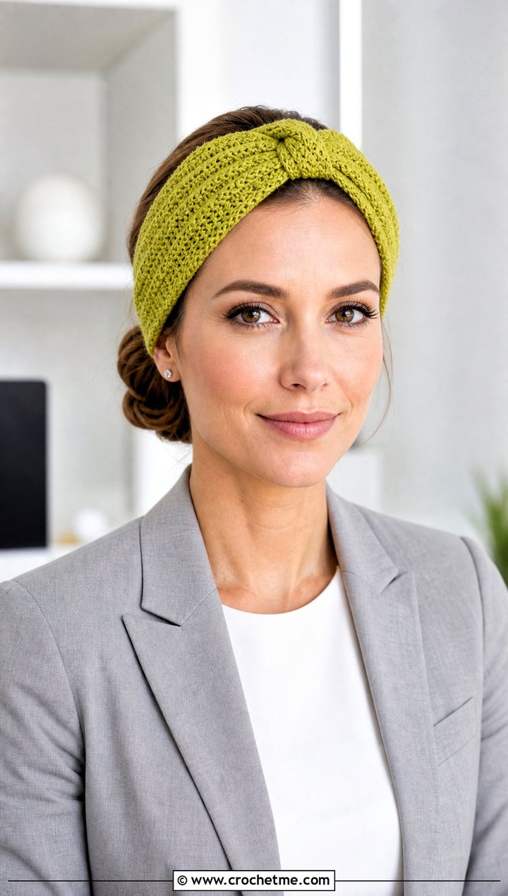 Crochet Twist Makeup Headband With Blazer And Trousers - 25 Crochet Makeup Headband outfit ideas