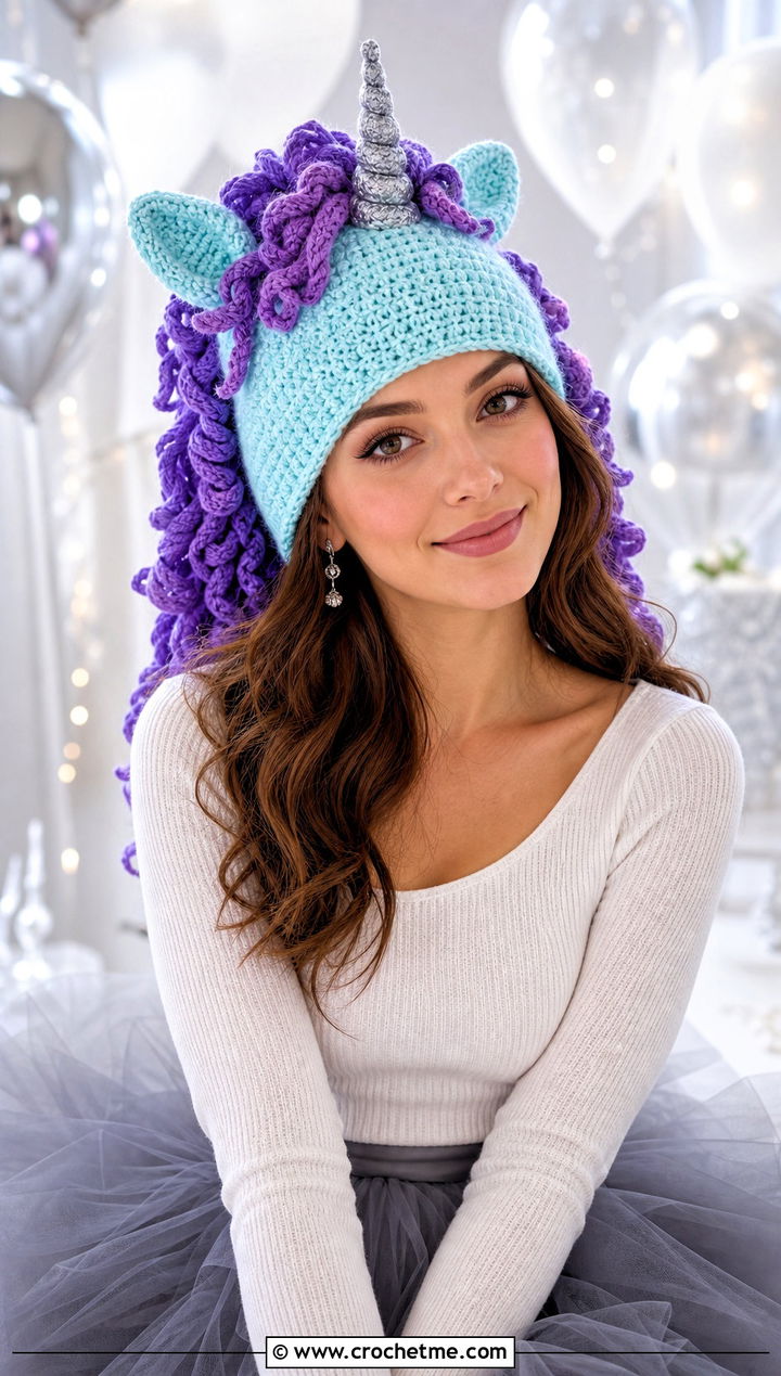 Crochet Unicorn Amigurumi Hat With Tulle Skirt - 30 crochet amigurumi hat outfit ideas