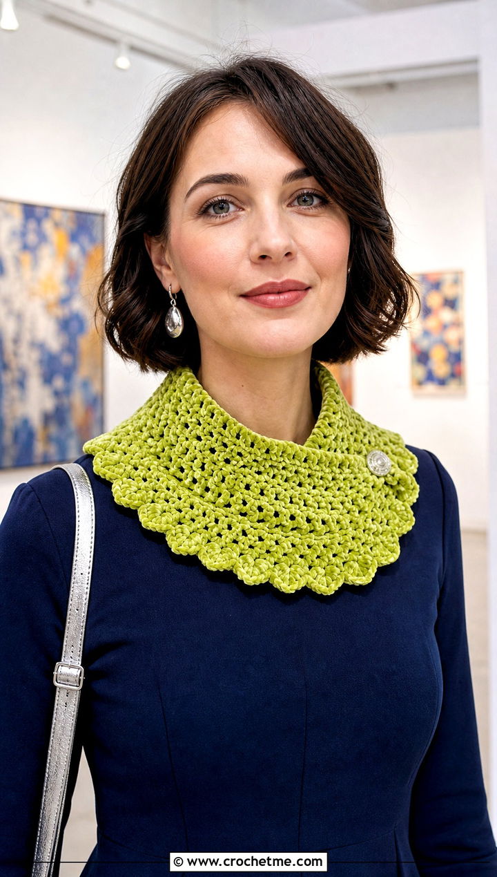 Crochet Velvet Collar Scarf With A Line Dress - 25 Crochet Velvet Scarf outfit ideas