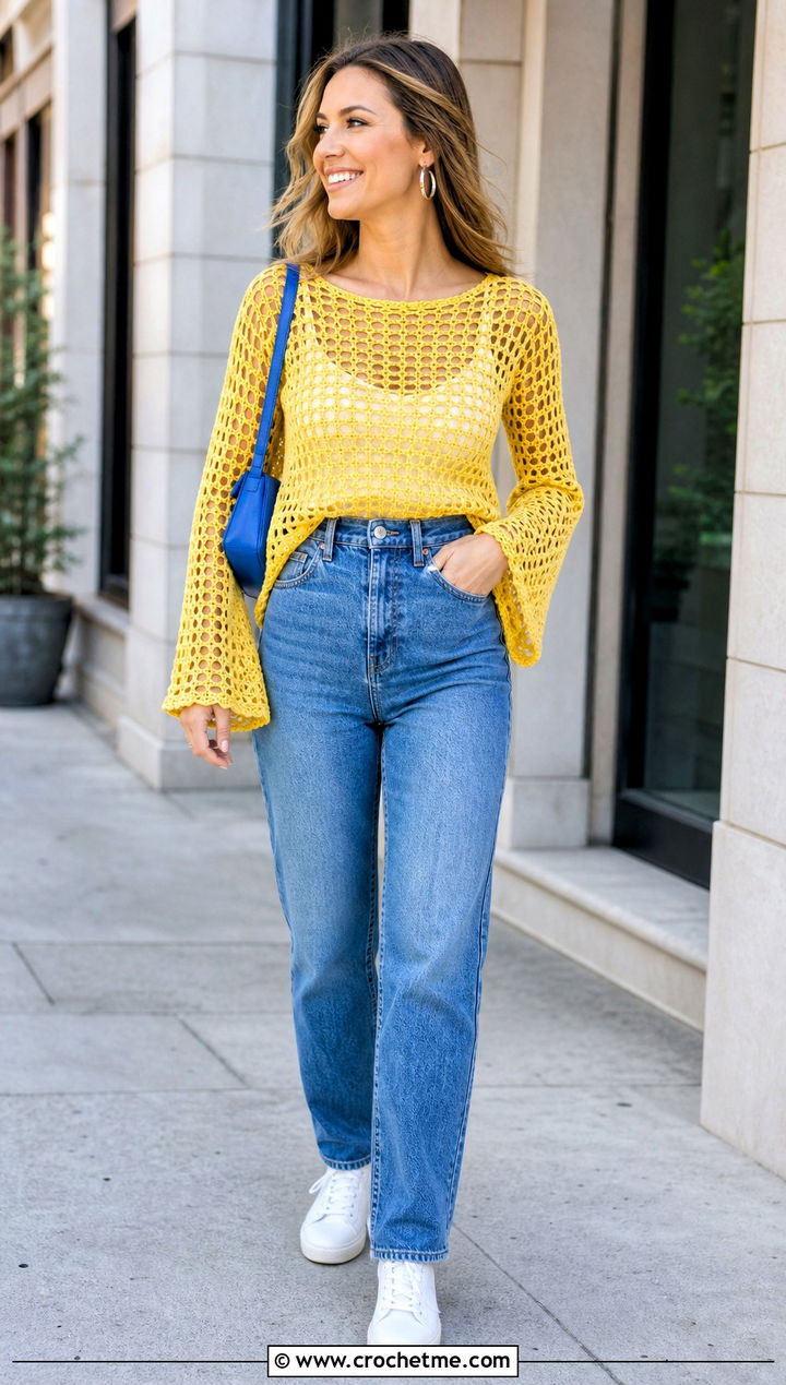 Crochet Vera Top With Straight Leg Jeans - 35 crochet vera top outfit ideas