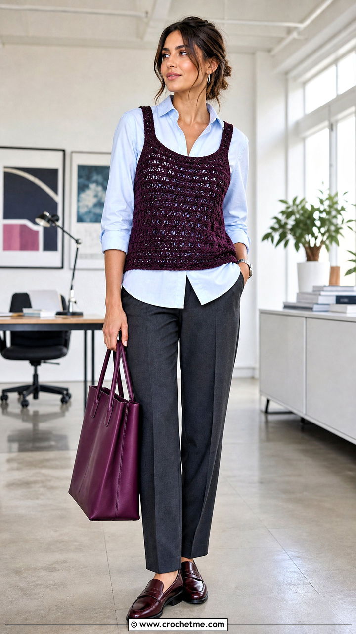 Crochet Vest Tank Top With Button Down Shirt - 35 crochet tank tops outfit ideas