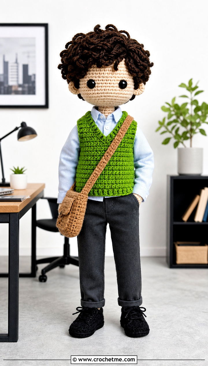 Crochet Vest With Button Down Shirt - 15 Clothes For Amigurumi outfit ideas