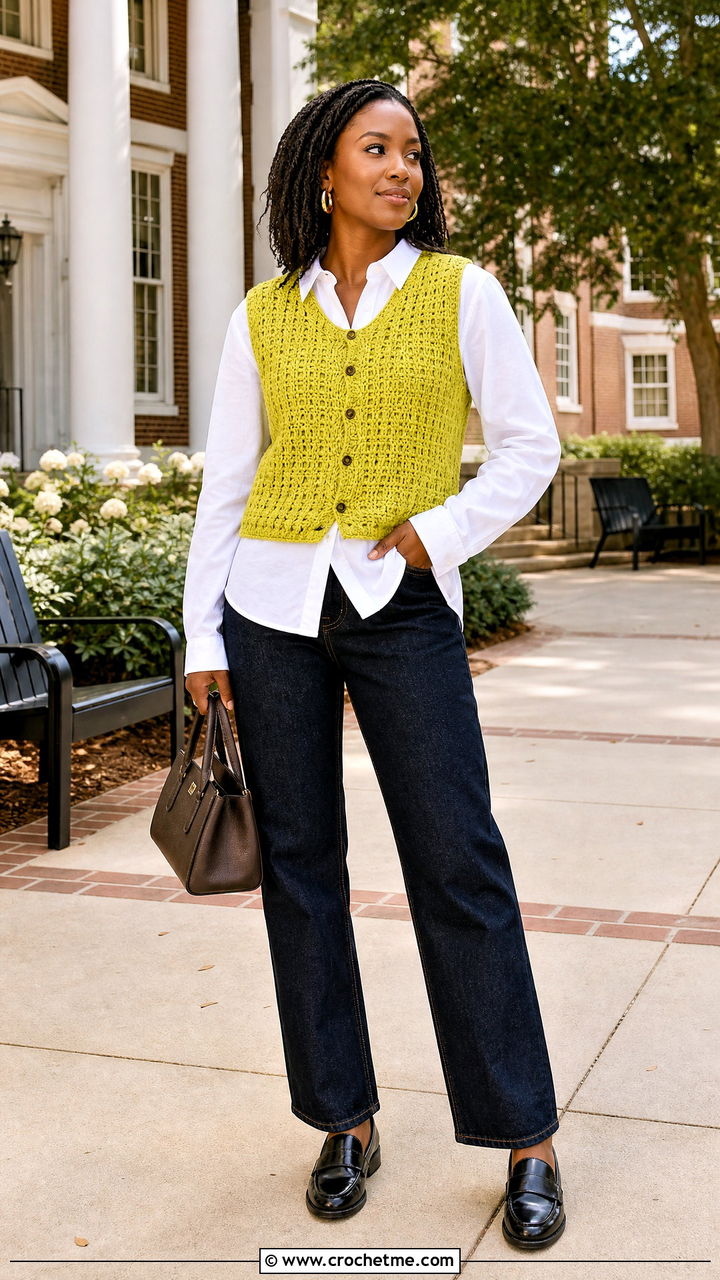 Crochet Vest With Button Down Shirt And Jeans - 35 crochet outfits black women outfit ideas