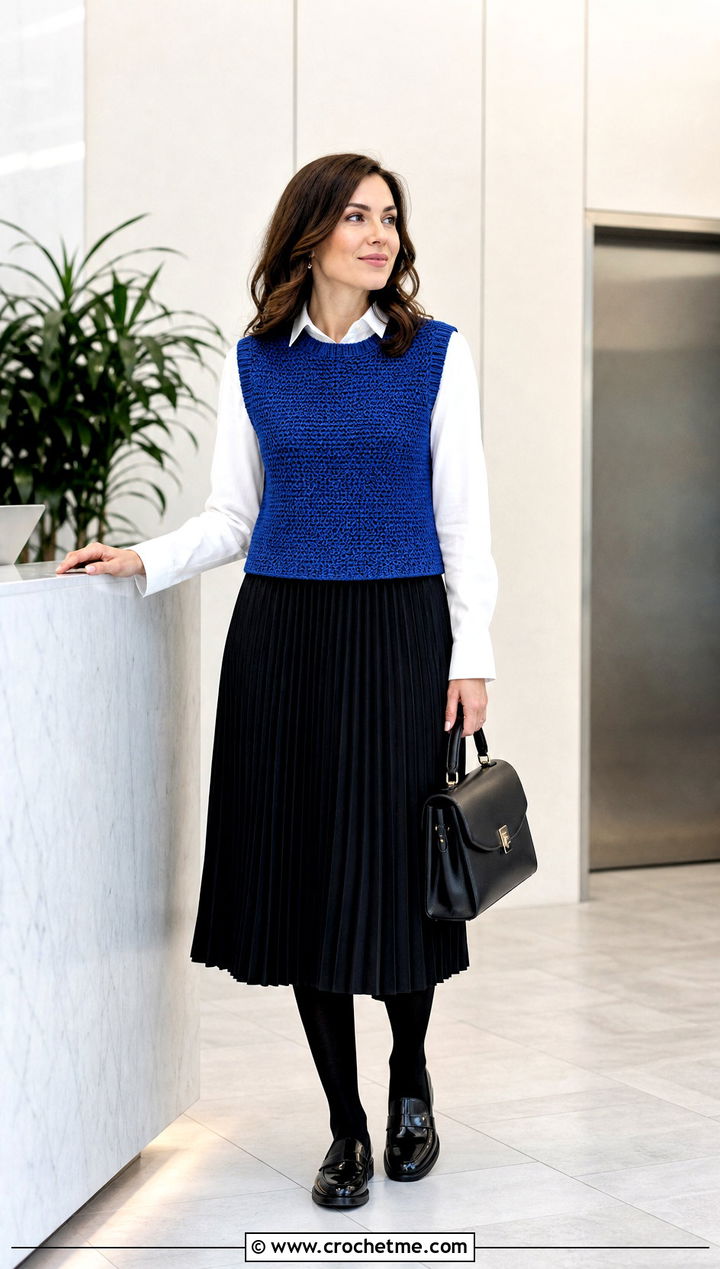 Crochet Vest With White Shirt And Pleated Skirt - 25 gothic crochet clothes and outfit ideas