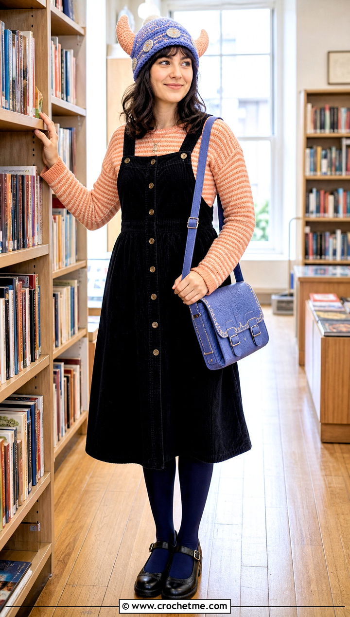 Crochet Viking Hat With Pinafore Dress - 35 crochet viking hat outfit ideas