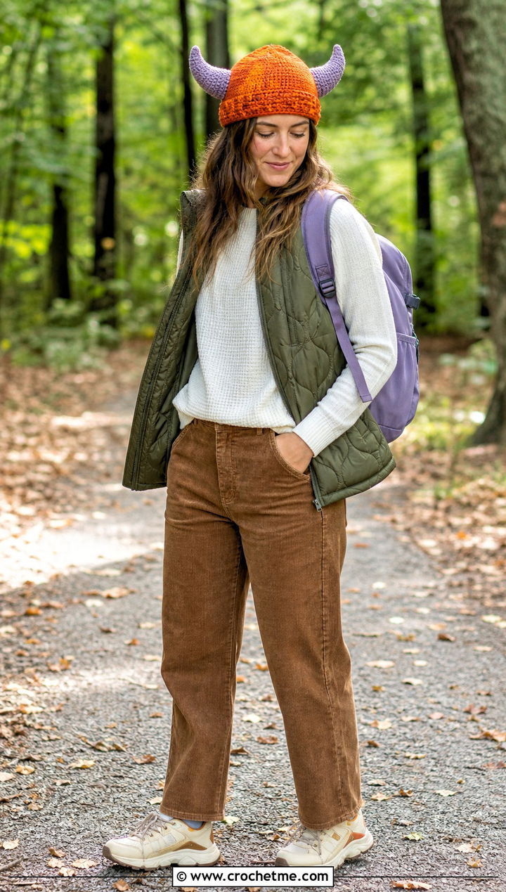 Crochet Viking Hat With Quilted Vest - 35 crochet viking hat outfit ideas