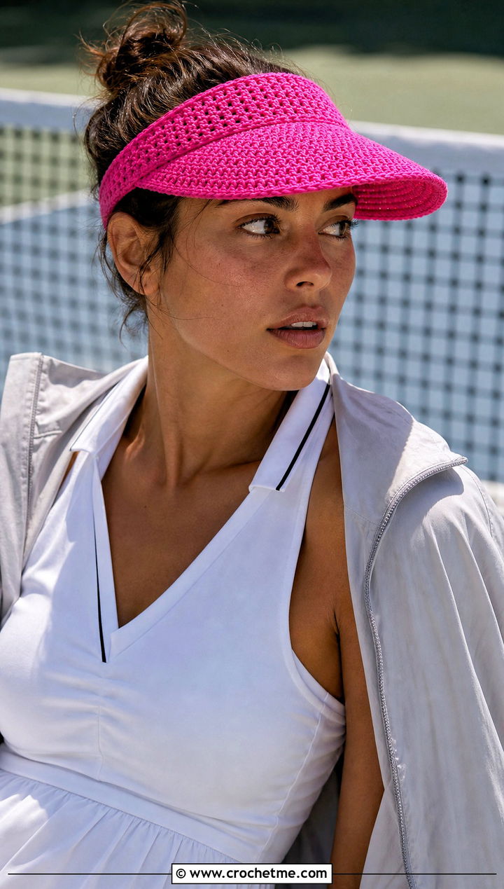 Crochet Visor Cap With Tennis Dress - 25 one skein crochet hat outfit ideas