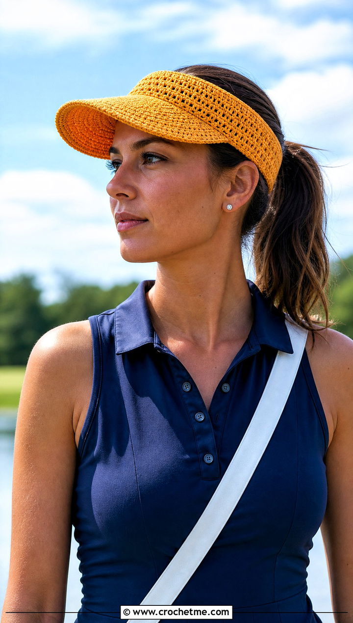 Crochet Visor Hat With Polo Dress - 15 Ladies Crochet Hat outfit ideas