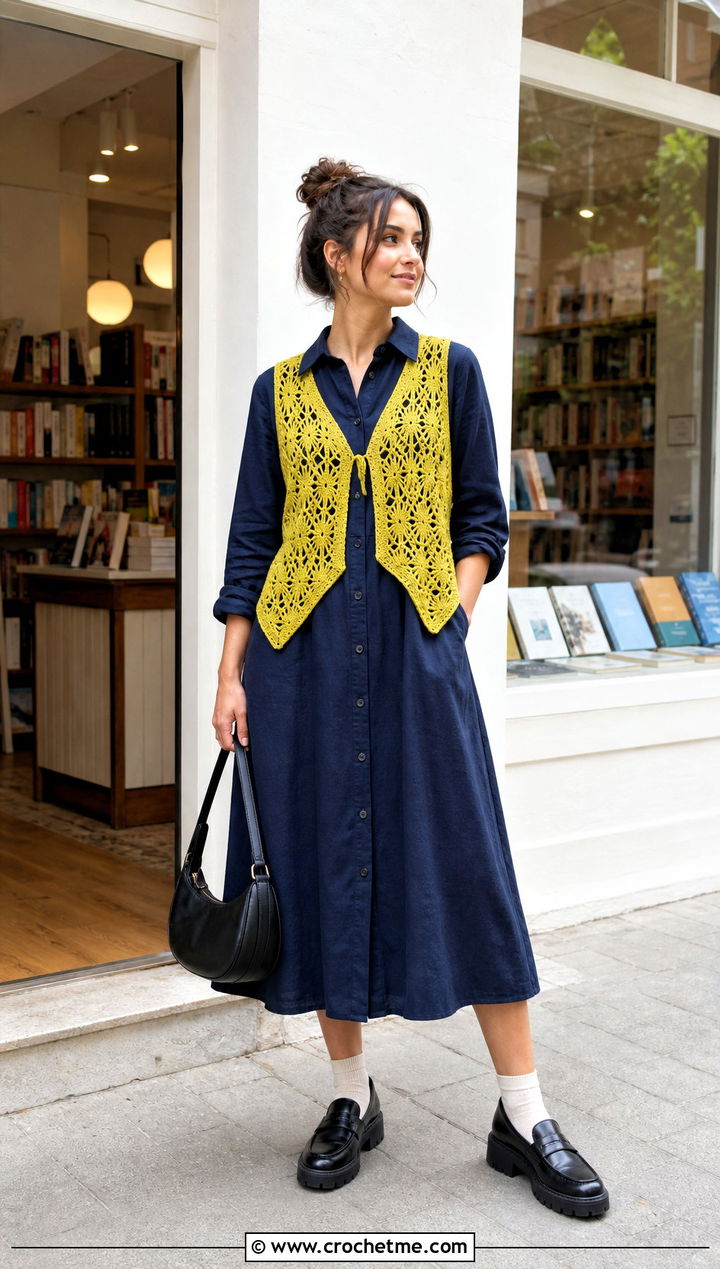 Crochet Waistcoat With Shirt Dress - 25 crochet witchy clothes and outfit ideas