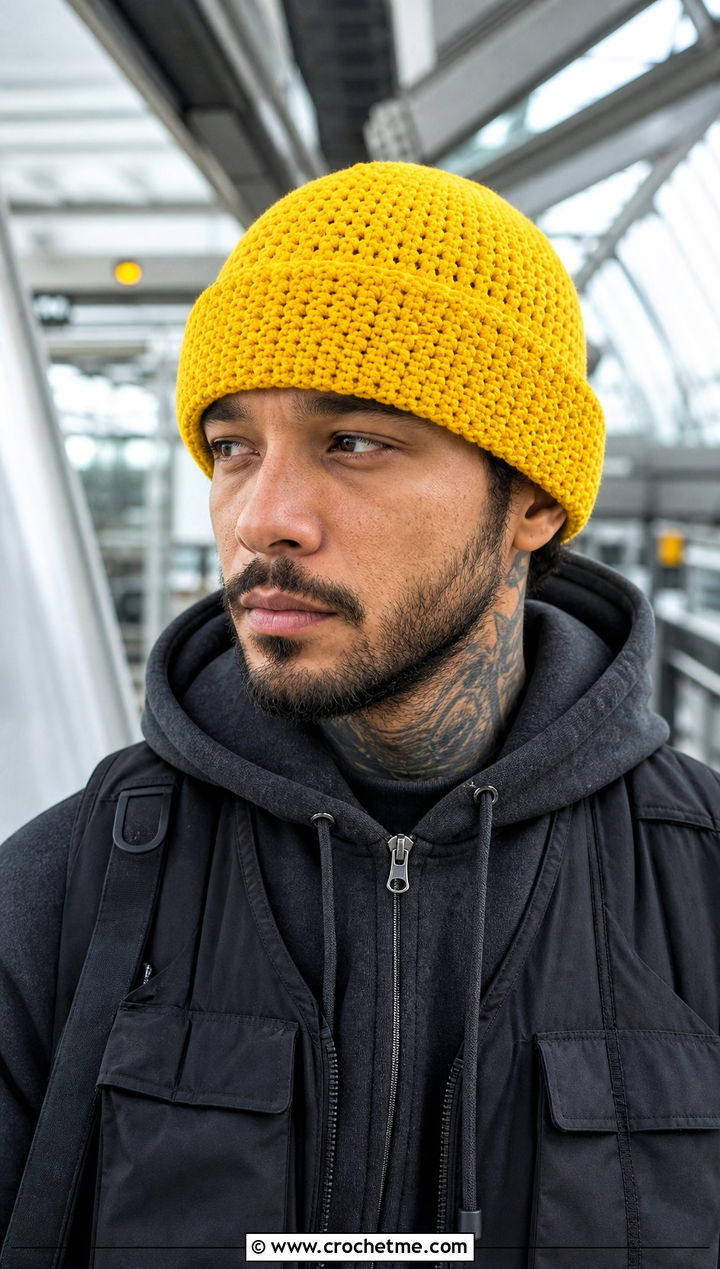 Crochet Watch Cap With Hoodie And Cargo Pants - 25 Crochet Mens Winter Hat outfit ideas