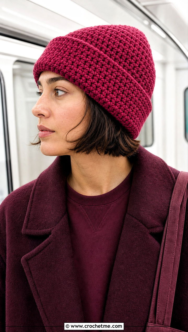 Crochet Watch Cap With Monochrome Outfit - 25 Unisex Crochet Hat outfit ideas