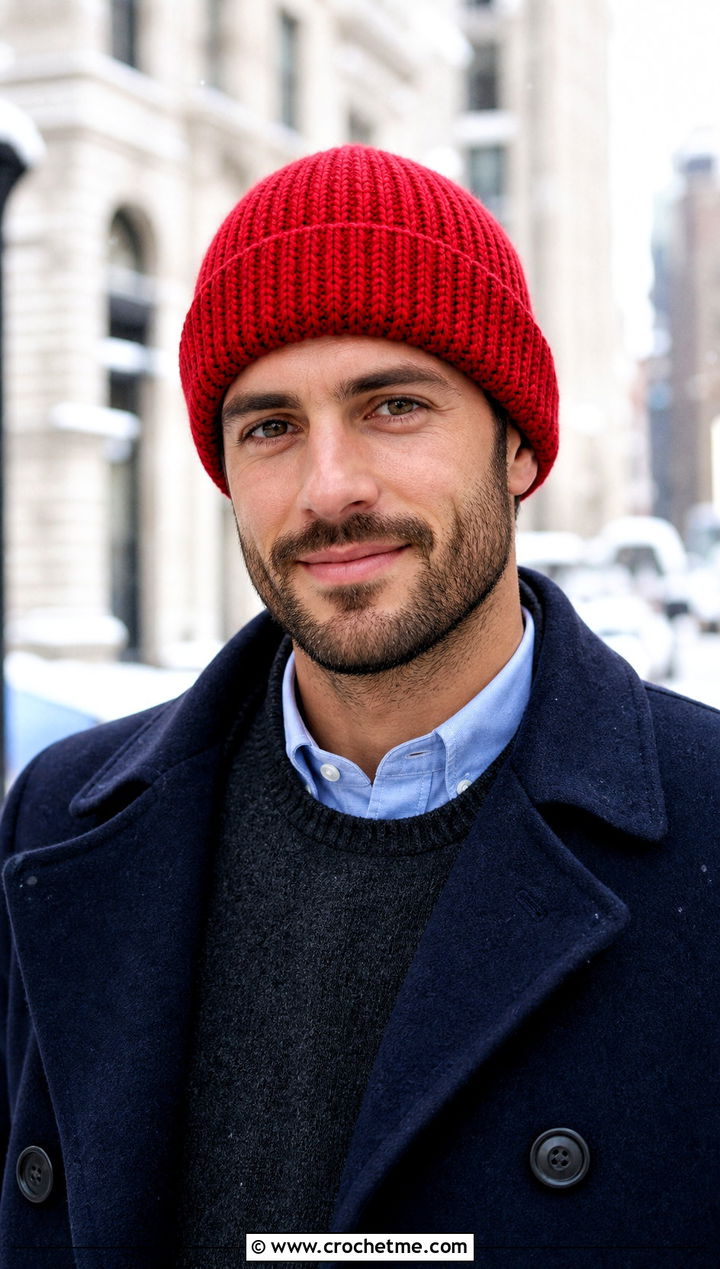 Crochet Watch Cap With Peacoat - 25 Crochet Chemo Caps For Men outfit ideas