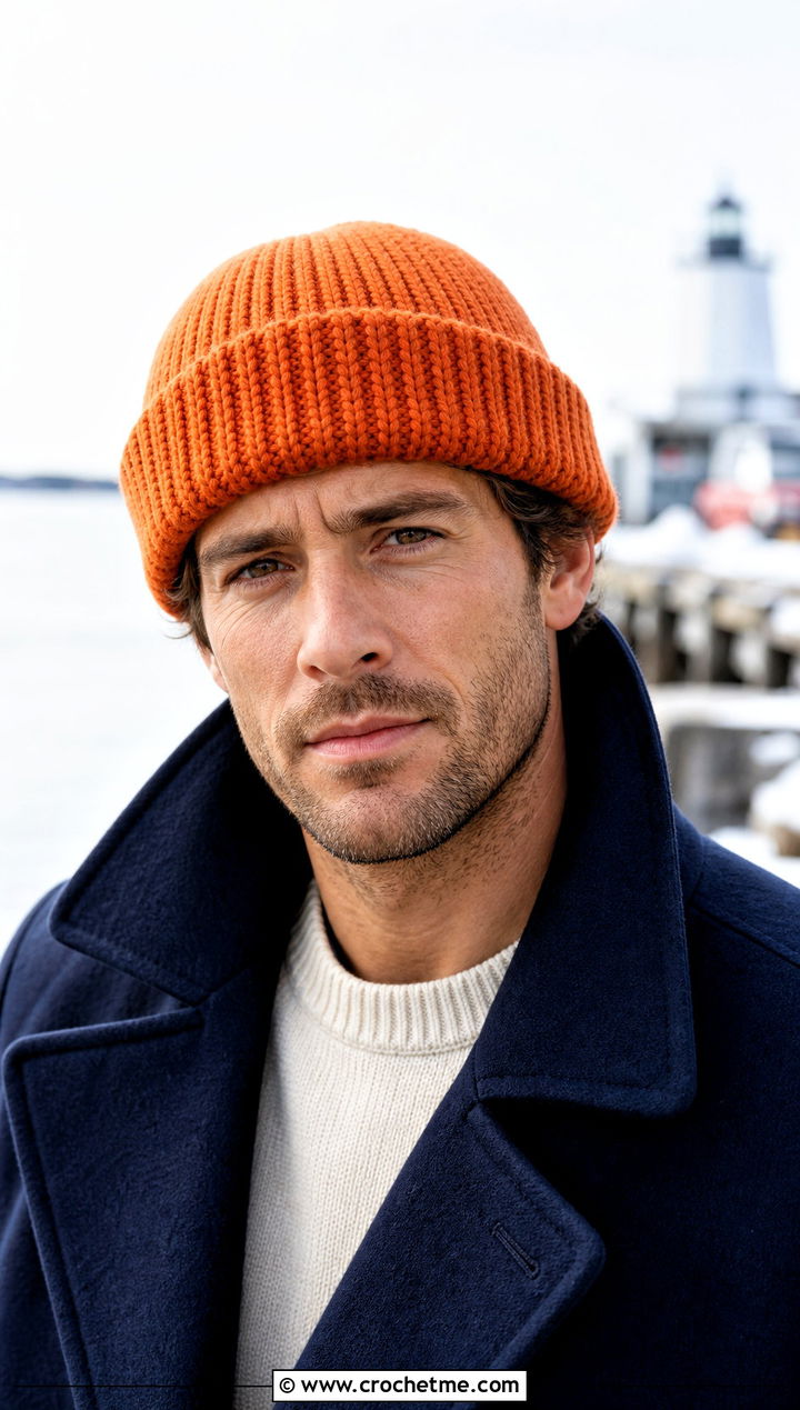 Crochet Watch Cap With Peacoat - 25 crochet hat ideas for men