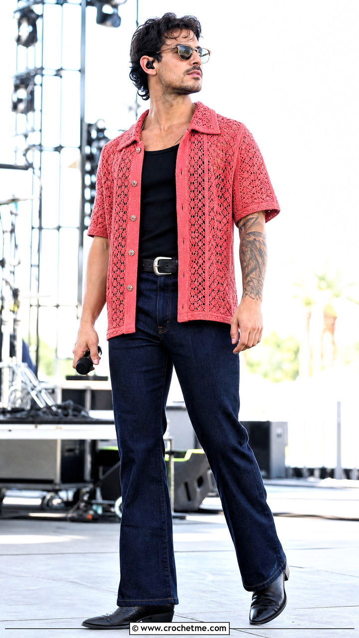 Crochet Western Shirt With Bootcut Jeans - 35 crochet mens shirt outfit ideas