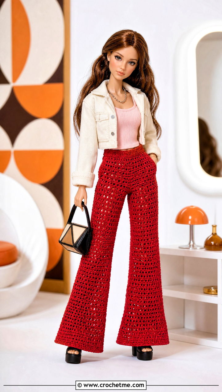 Crochet Wide Leg Doll Pants With Fitted Tank - 25 Crochet Mini Doll Clothes and outfit ideas