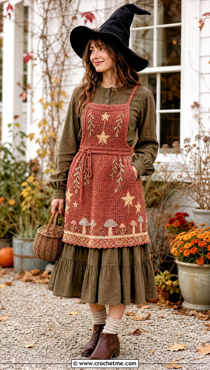 Crochet Witch Apron With Prairie Dress - 30 crochet witch costume outfit ideas
