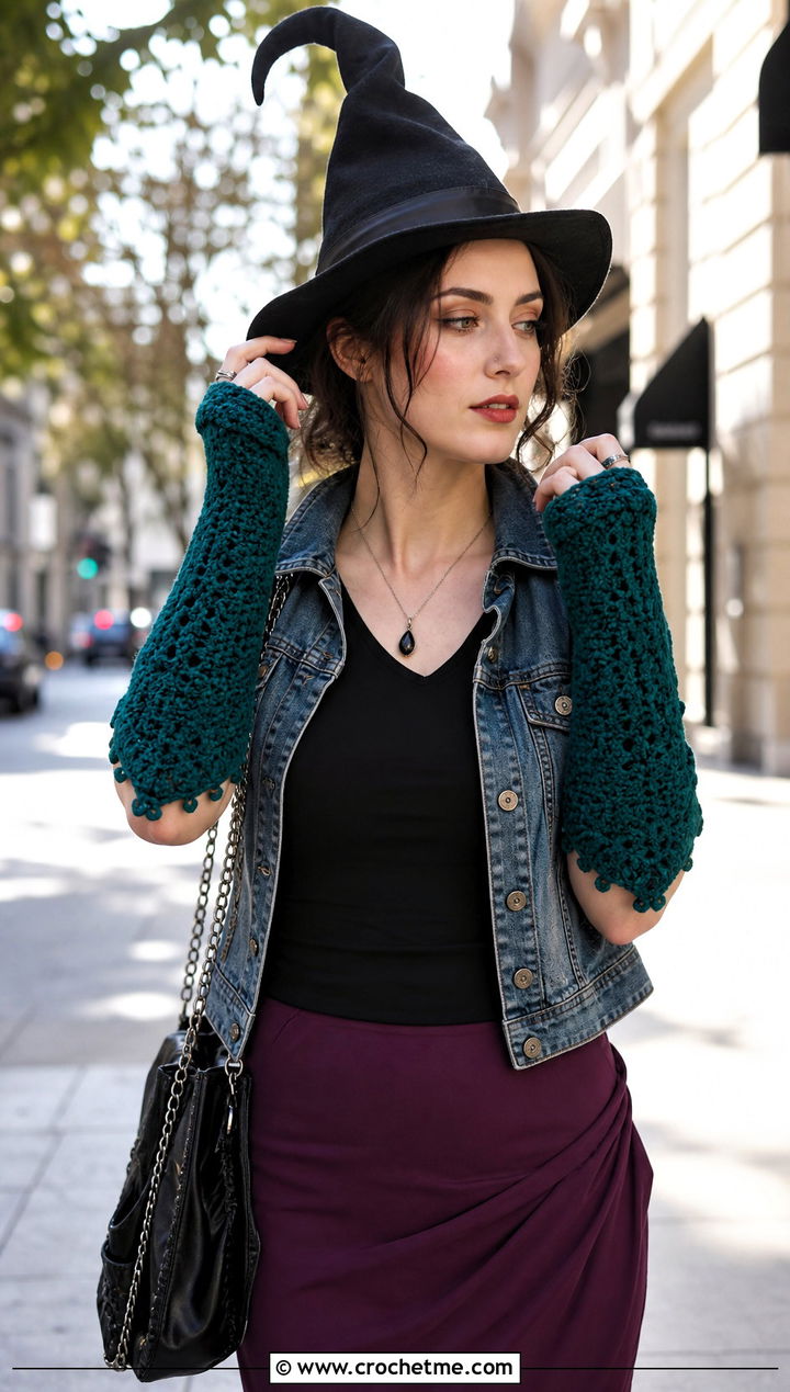 Crochet Witch Arm Warmers With Slip Skirt - 30 crochet witch costume outfit ideas