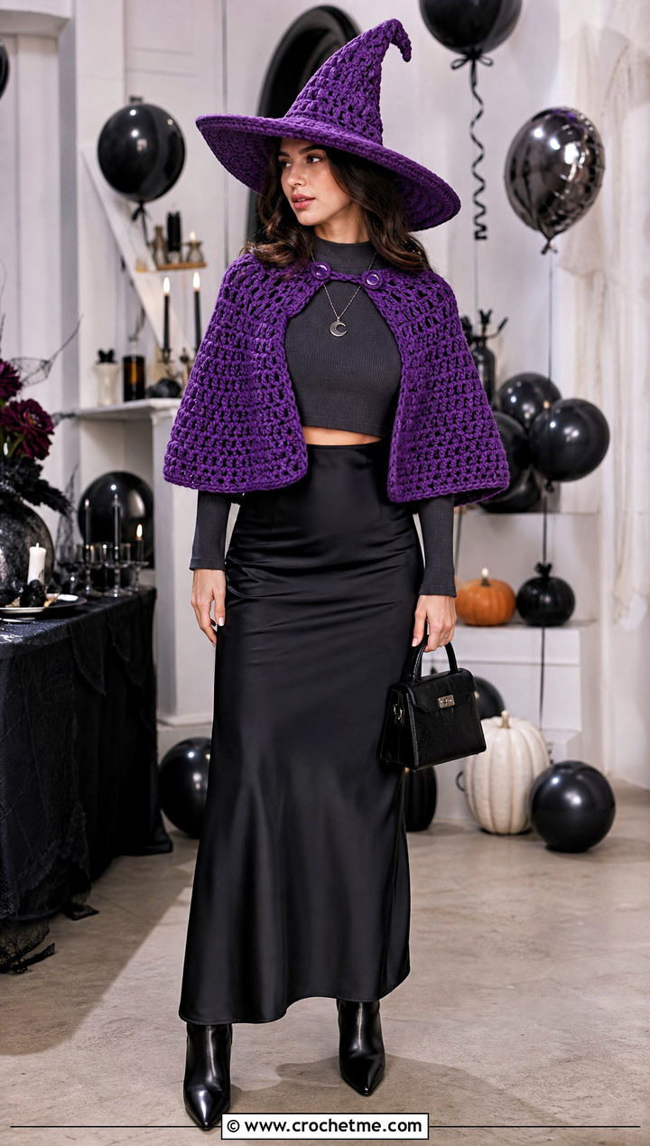 Crochet Witch Hat And Cape Costume - 15 crochet halloween costumes women outfit ideas