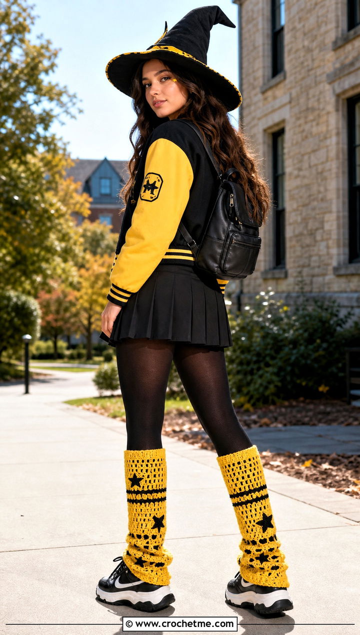 Crochet Witch Leg Warmers With Tennis Skirt - 30 crochet witch costume outfit ideas