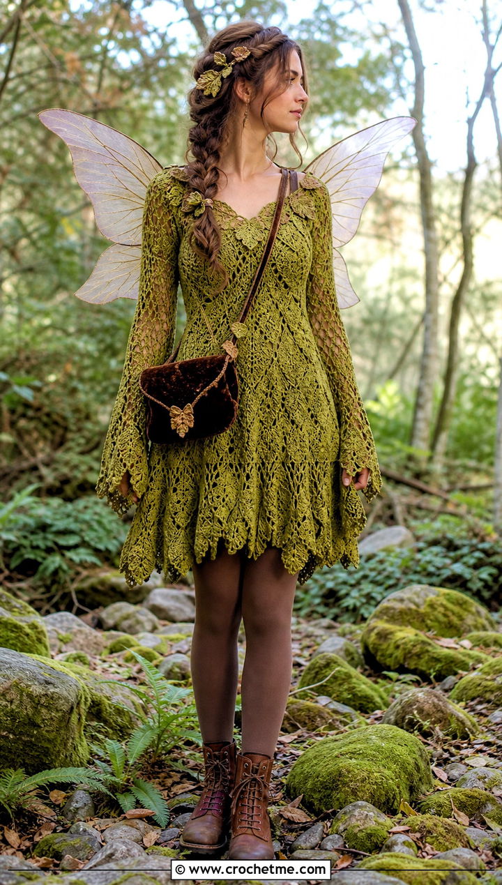 Crochet Woodland Fairy Dress Costume - 15 crochet halloween costumes women outfit ideas
