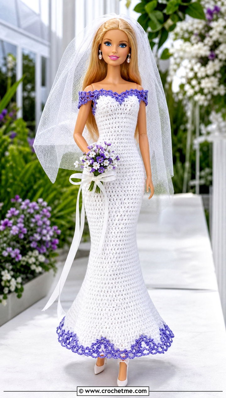Crocheted Barbie Wedding Dress With Veil - 25 Crocheted Barbie Clothes and outfit ideas